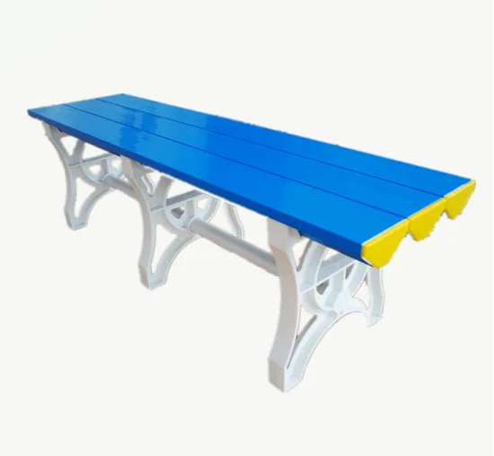 Banco de piscina impermeable para exteriores, asiento de vestuario, banco de plástico duradero para gimnasio con estructura de acero.